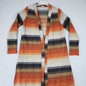 Bucketlist Duster Cardigan Womens Small Multicolor Striped Knitted Open Front‎